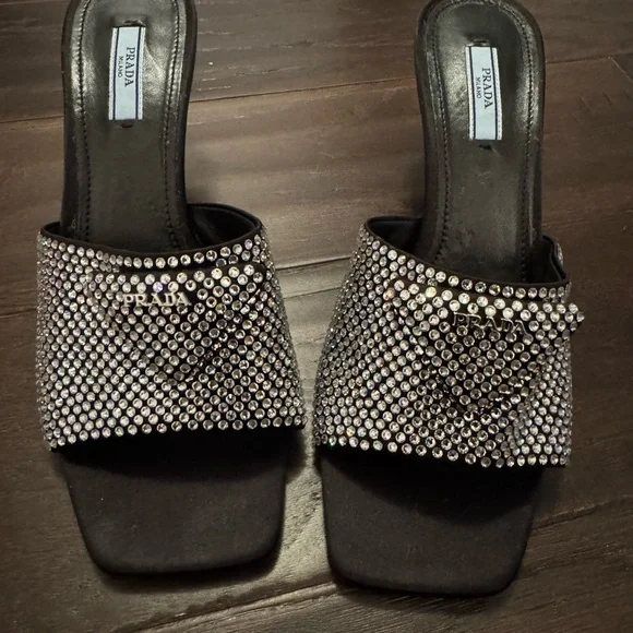 Prada Crystal Embellished open toed mules. - Picture 3 of 11